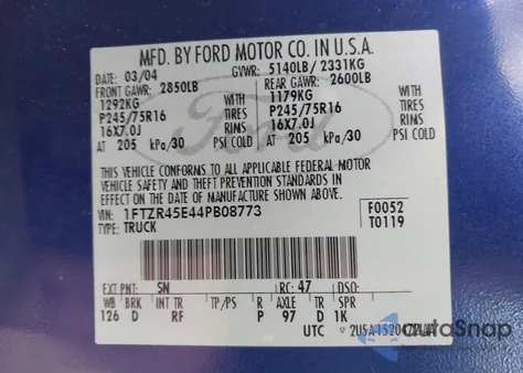 2004 Ford Ranger Edge/Tremor/Xlt z USA, uszkodzony, nr VIN 1FTZR45E44PB08773